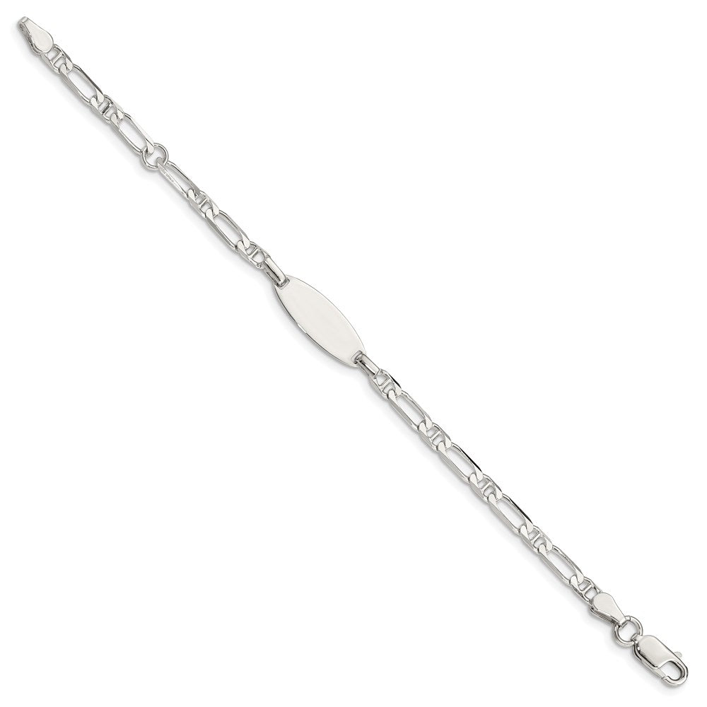Sterling Silver Polished Engraveable 5in Plus 1in EXT Childrens ID Bracelet 5 inches