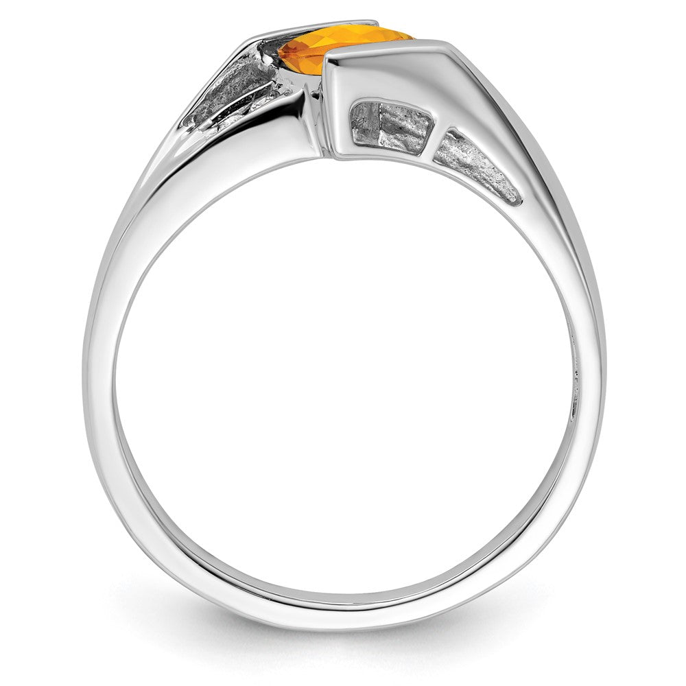 Sterling Silver 5X5 ANC Citrine & Diamond Ring