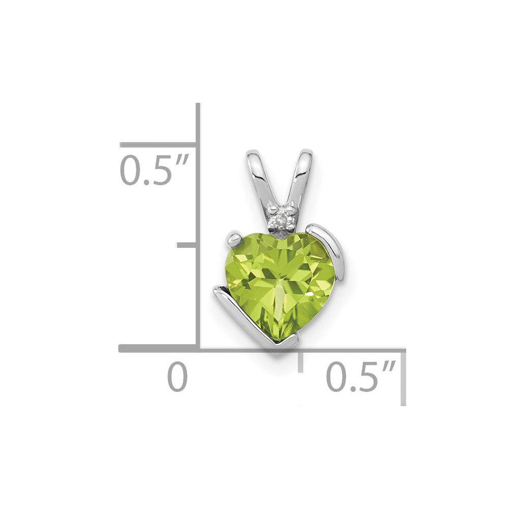 Sterling Silver Peridot and Diamond Heart Chain Slide