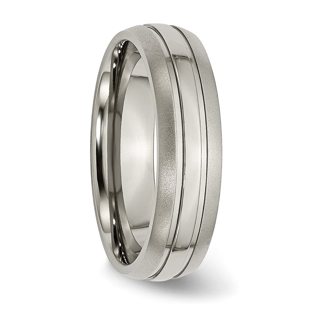 Titanium Brushed and Polished 6mm Grooved Band Size - 6