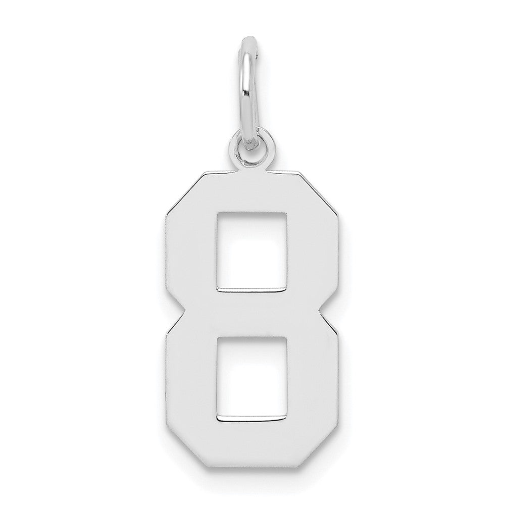 Sterling Silver/Rhodium-plated Polished Number 8 Charm