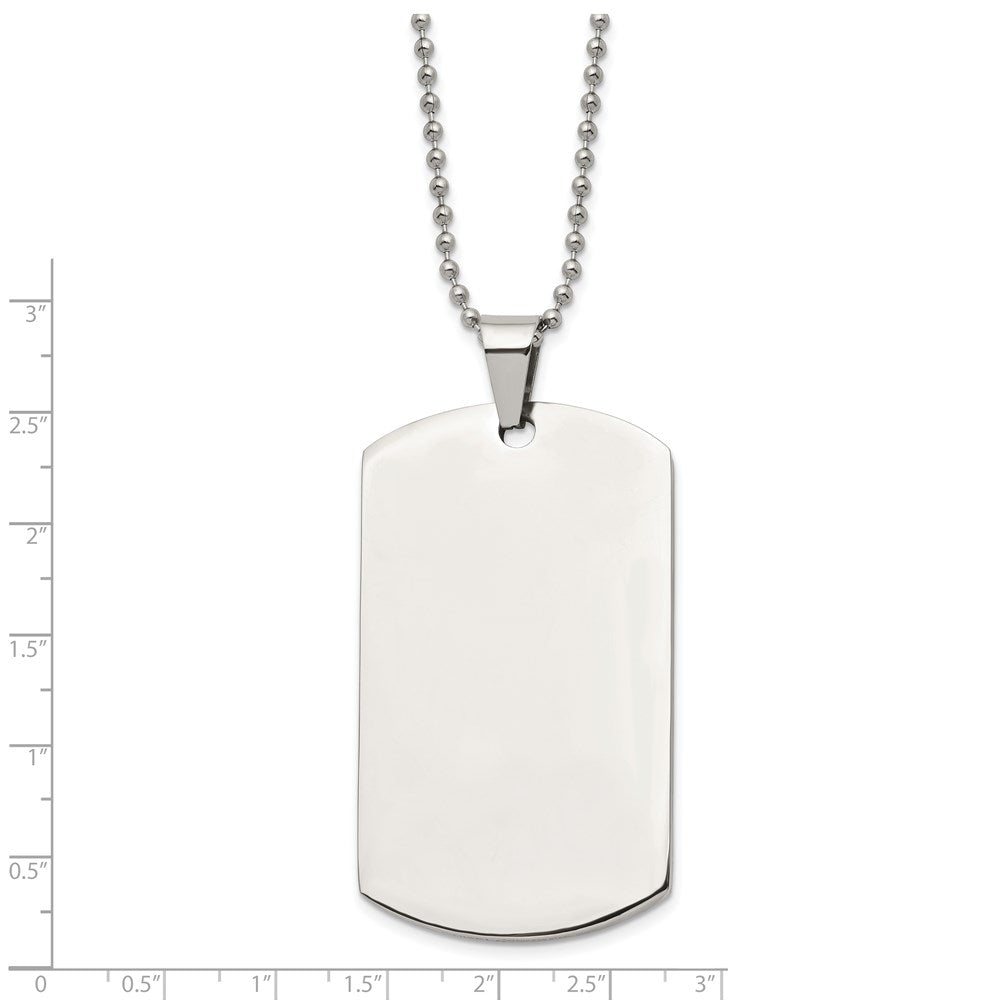 Stainless Steel Brushed & Polished Round Edge XLarge 4mm DogTag Necklace