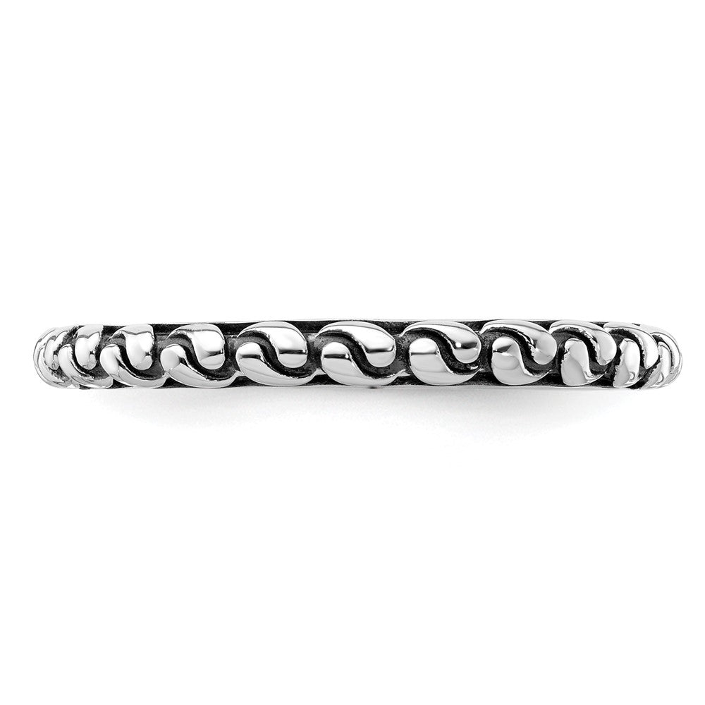 Sterling Silver Stackable Expr Polished Swirl Antiqued Eternity Ring