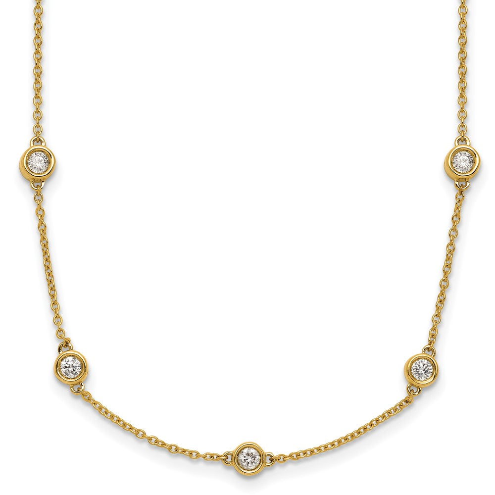 14k Complete 7/8 carat Bezel-set Diamond and Cable Chain 16-Station 16 inch Necklace