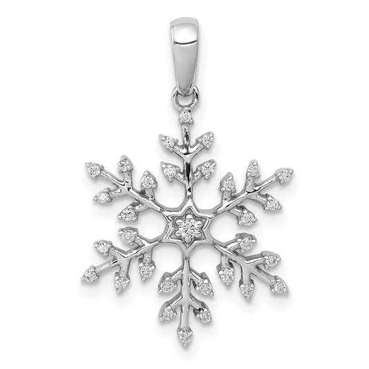 14k White Gold 1/6 carat Lab Grown Diamond VS/SI+ G+ Snowflake Pendant