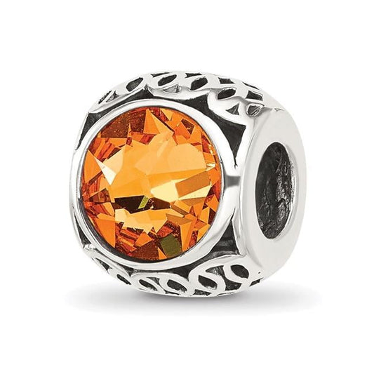 Sterling Silver Reflections Antiqued Orange Crystal Bead