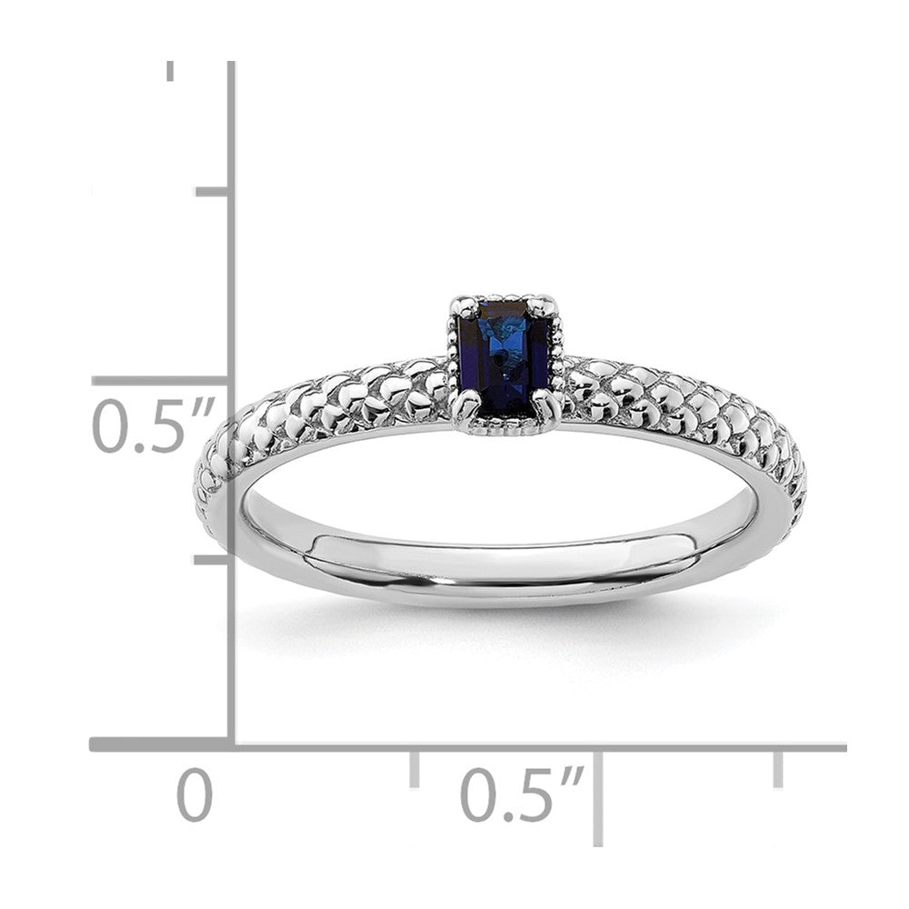 Sterling Silver Stackable Expressions Created Sapphire Single Stone Ring Size -9