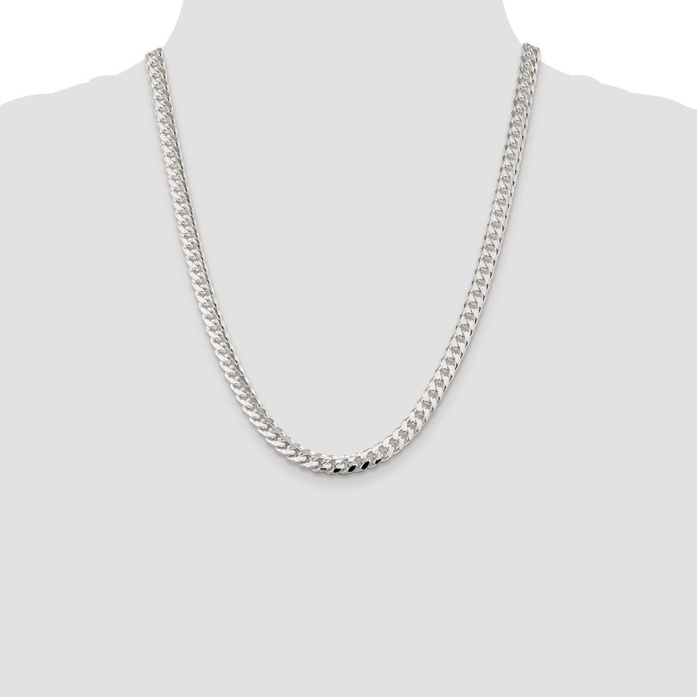 Sterling Silver 7mm Domed w/ Side D/C Curb Chain 22 Inches