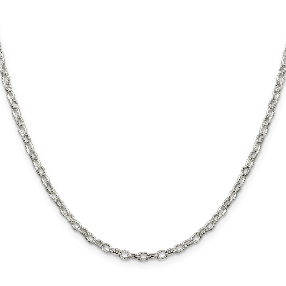 Sterling Silver 3mm Fancy Patterned Rolo Chain 20 Inches