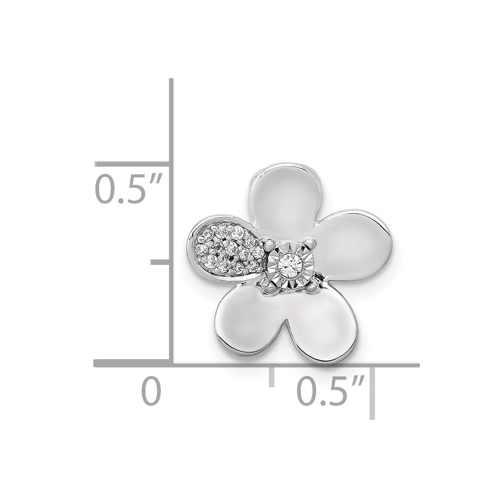 14k White Gold 1/20ct. Diamond Flower Chain Slide