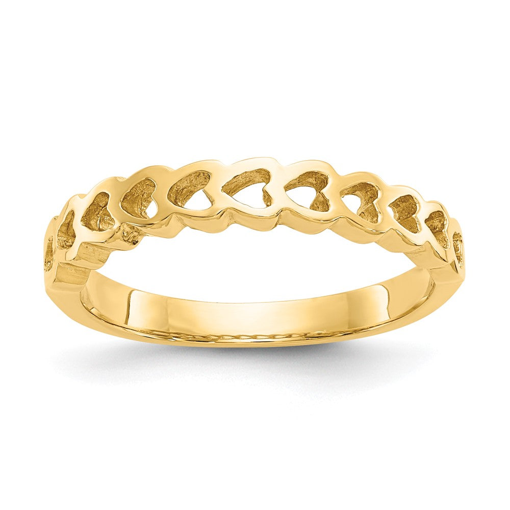 14k Polished Hearts Ring Size 6