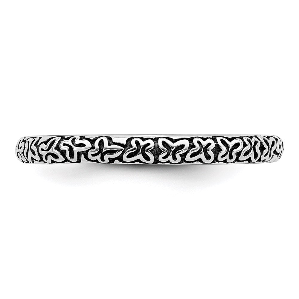 Sterling Silver Stackable Expressions Antiqued Ring Size -6