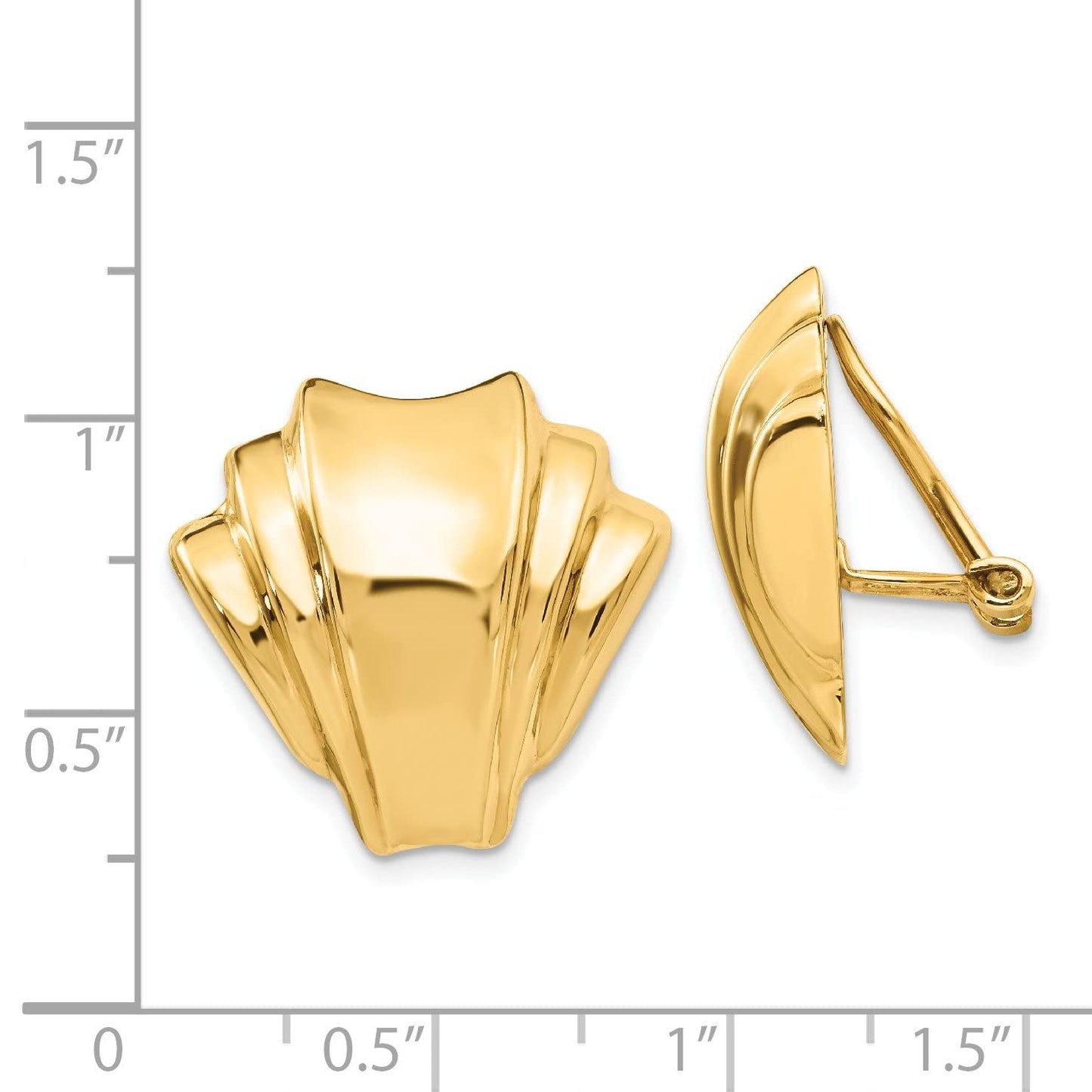 14K Gold Omega Clip Polished Non-Pierced Earrings