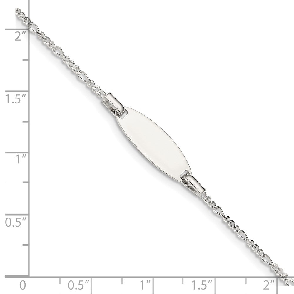 Sterling Silver Childrens 5in Plus 1in Ext ID Figaro Link Bracelet 5 inches