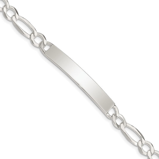 Sterling Silver Figaro Link ID Bracelet 8.5 inches