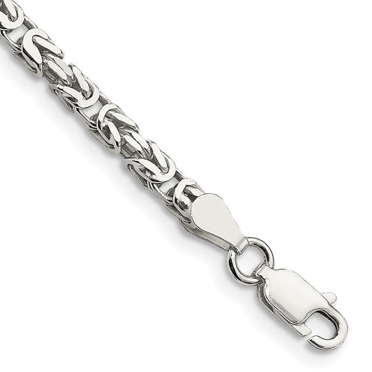 Sterling Silver 2.5mm Byzantine Chain 8 inches