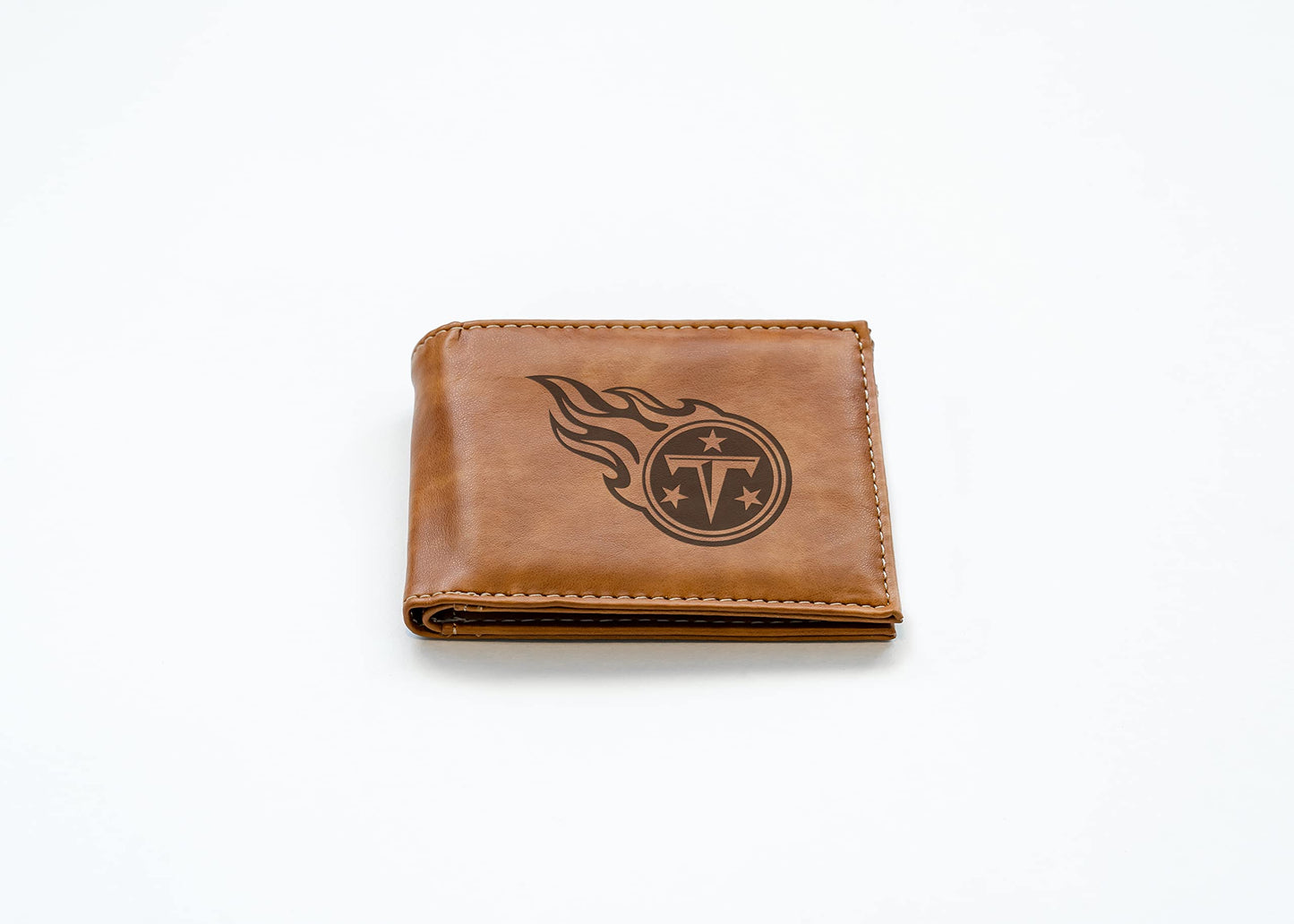 Rico Industries Football Tennessee  Brown Laser Engraved Bill-fold Wallet - Slim Design - Great Gift