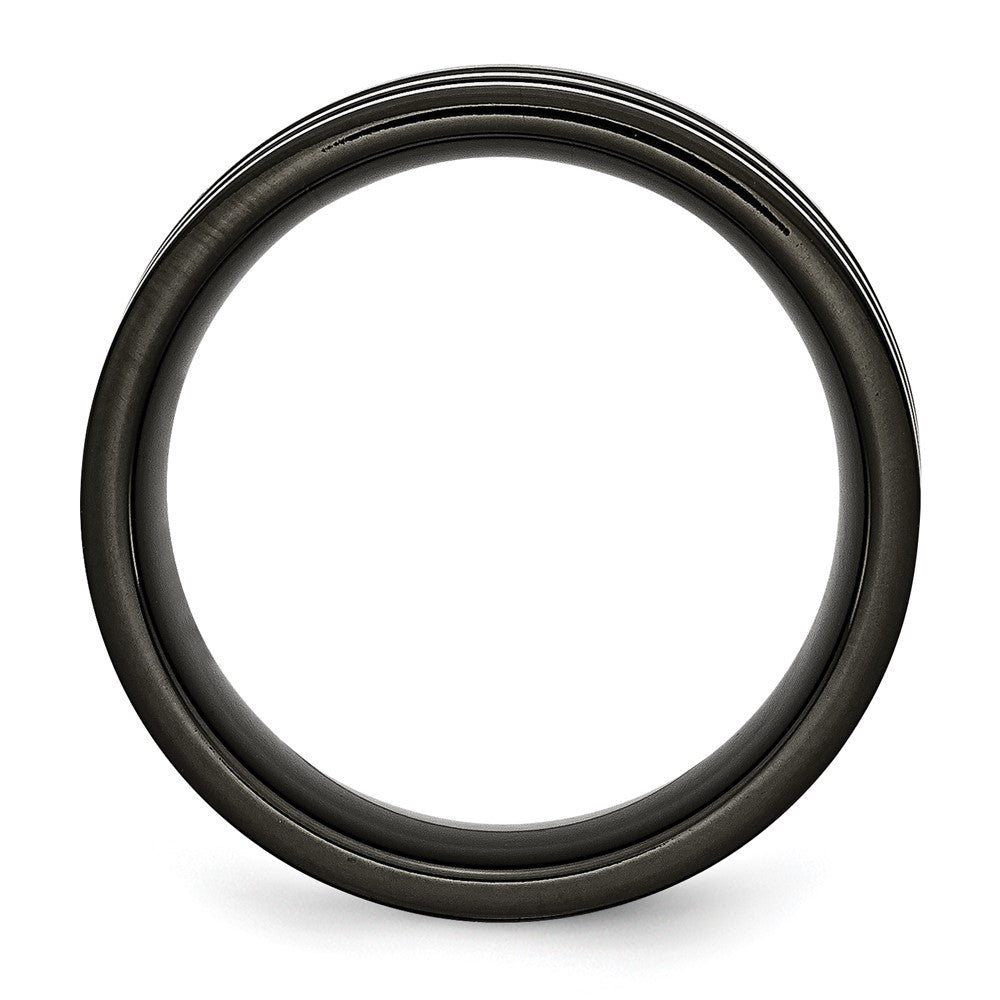 Titanium Polished Black IP-plated w/Grey Carbon Fiber Inlay 8mm Band Size - 13