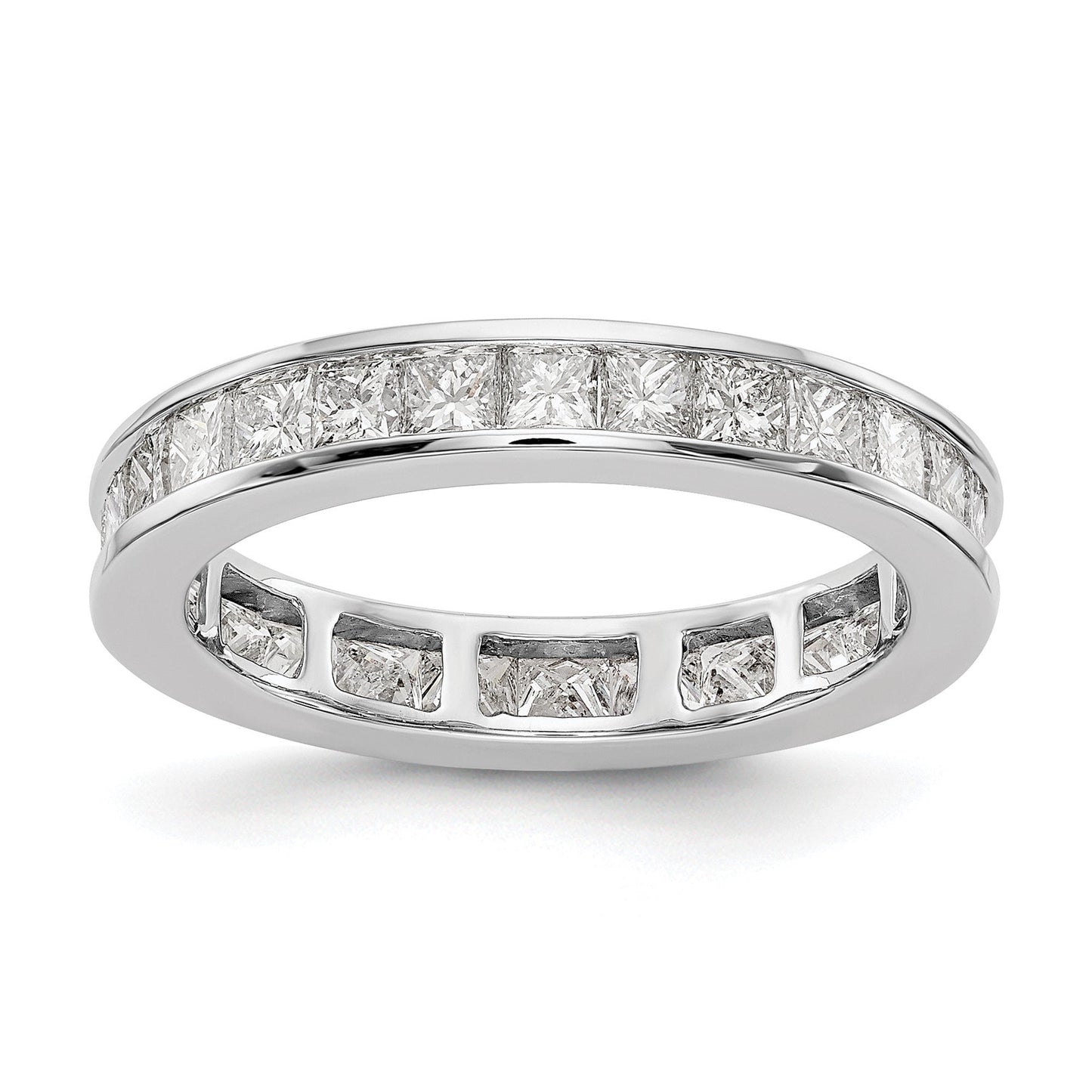 14k White Gold Polished Size 8.5 Channel-set 2 carat Princess Diamond Complete Eternity Band