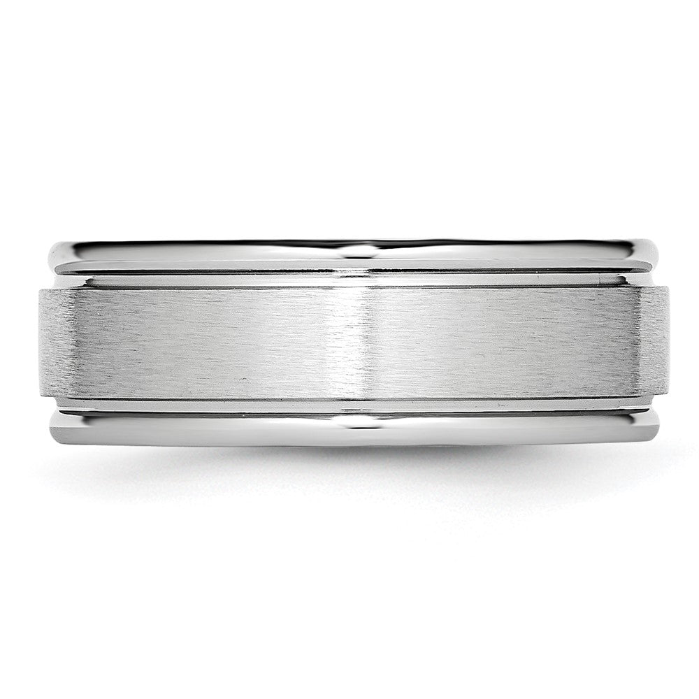 Cobalt Satin and Polished Ridged Edge 8mm Band Size - 10