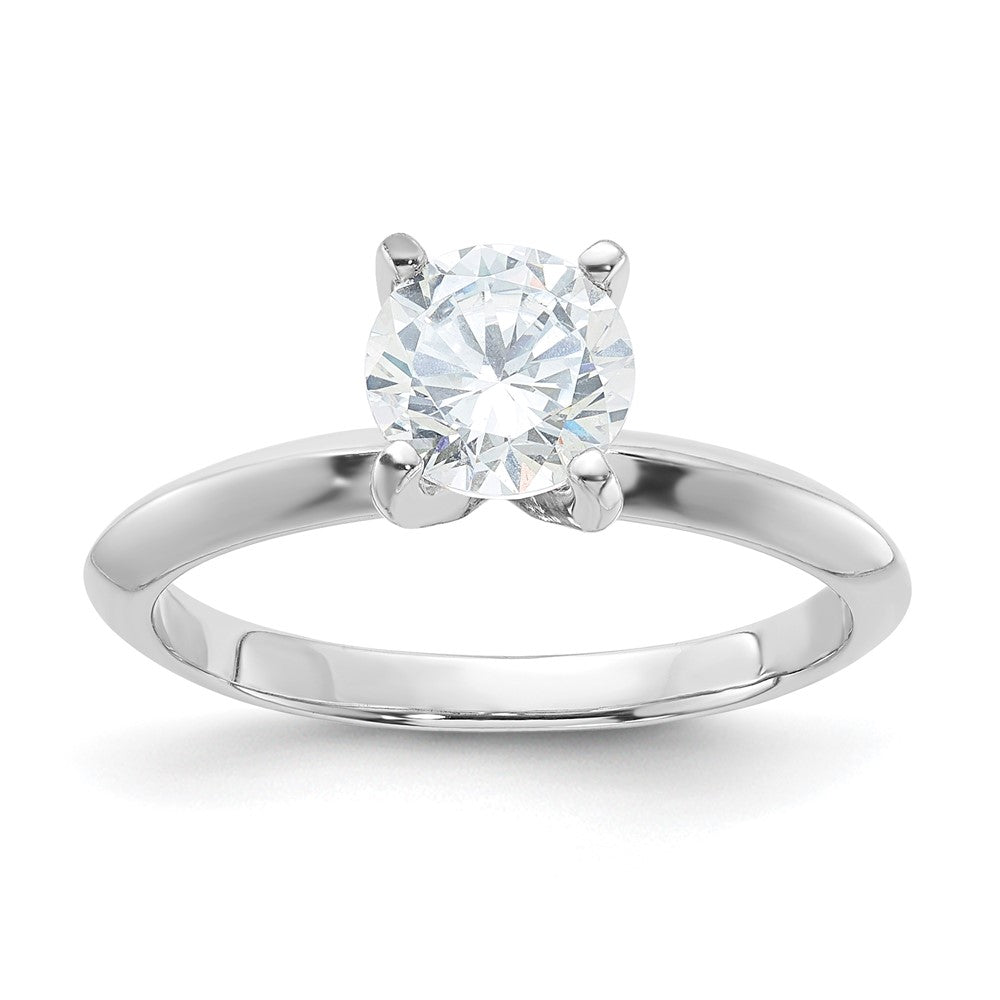 Sterling Silver Rhodium-plated 6.5mm Round Solitare Diamonore CZ Ring