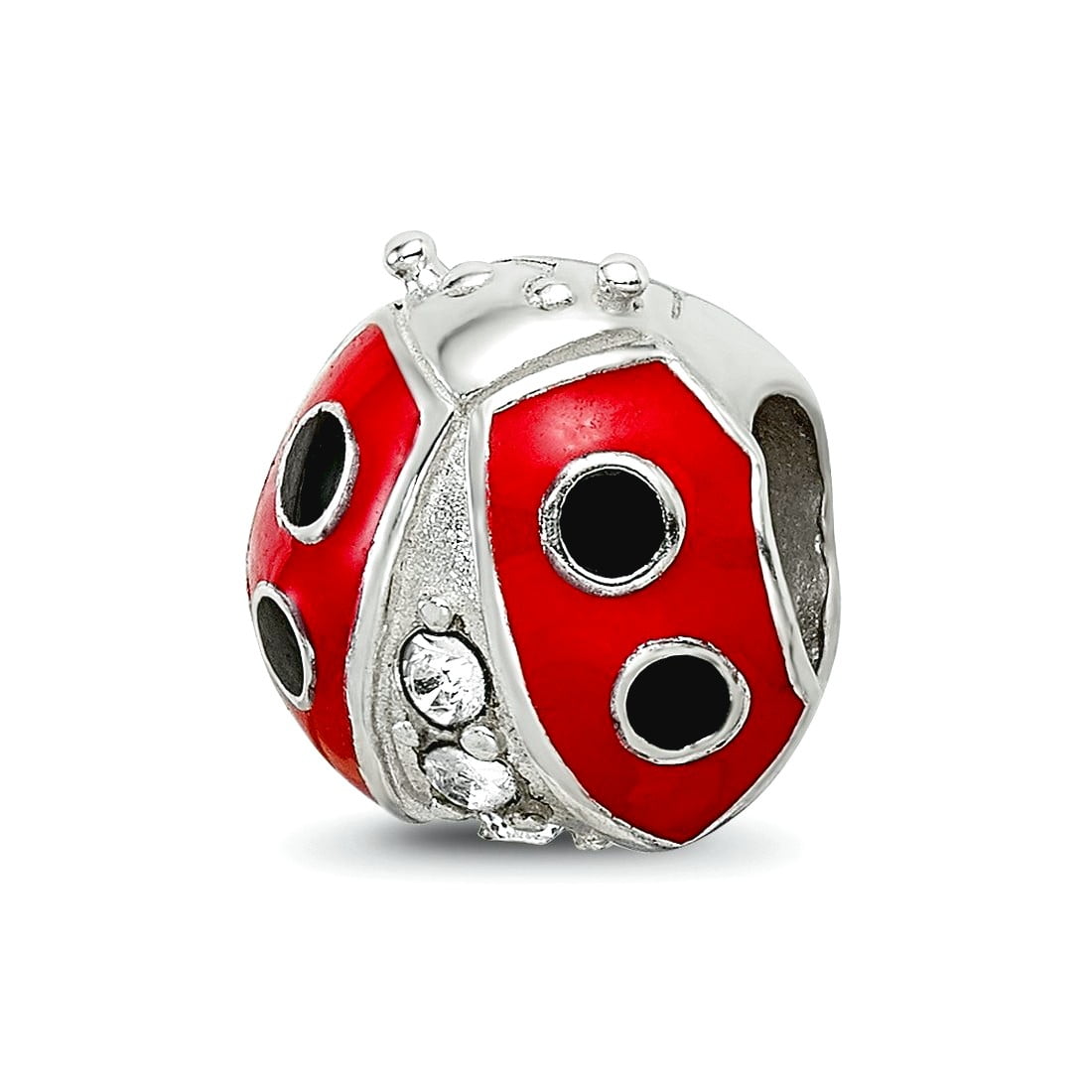 Sterling Silver Reflections Enameled Ladybug w/ Preciosa Crystal Bead