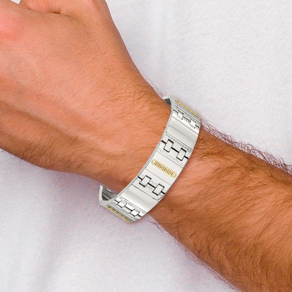 Chisel Stainless Steel Polished and Textured with 14K Gold Accent 8.5 inch Link Bracelet 8.5 inches