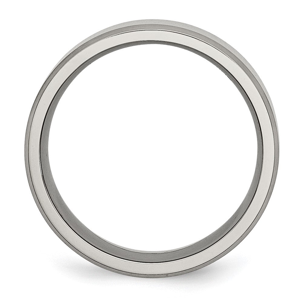 Titanium Brushed and Polished 8mm Beveled Edge Band Size - 12