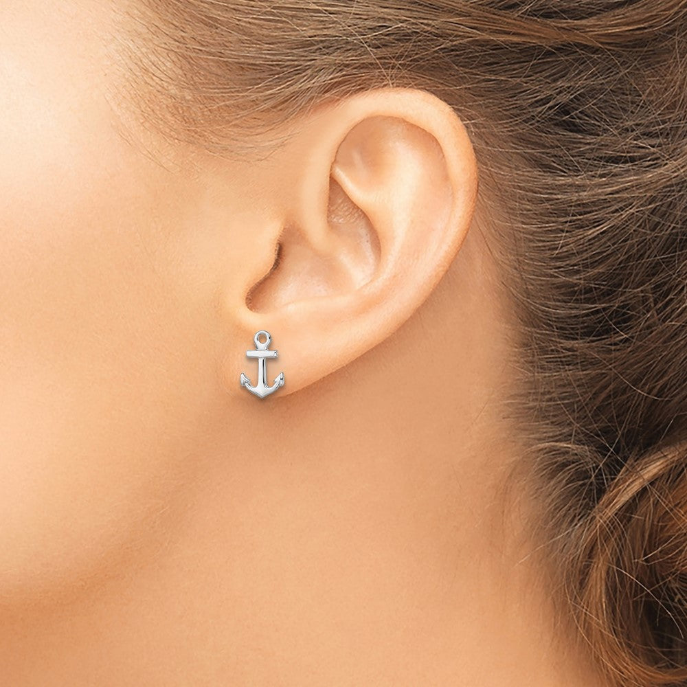 De-Ani Sterling Silver Rhodium-plated Polished Mini Anchor Post Earrings