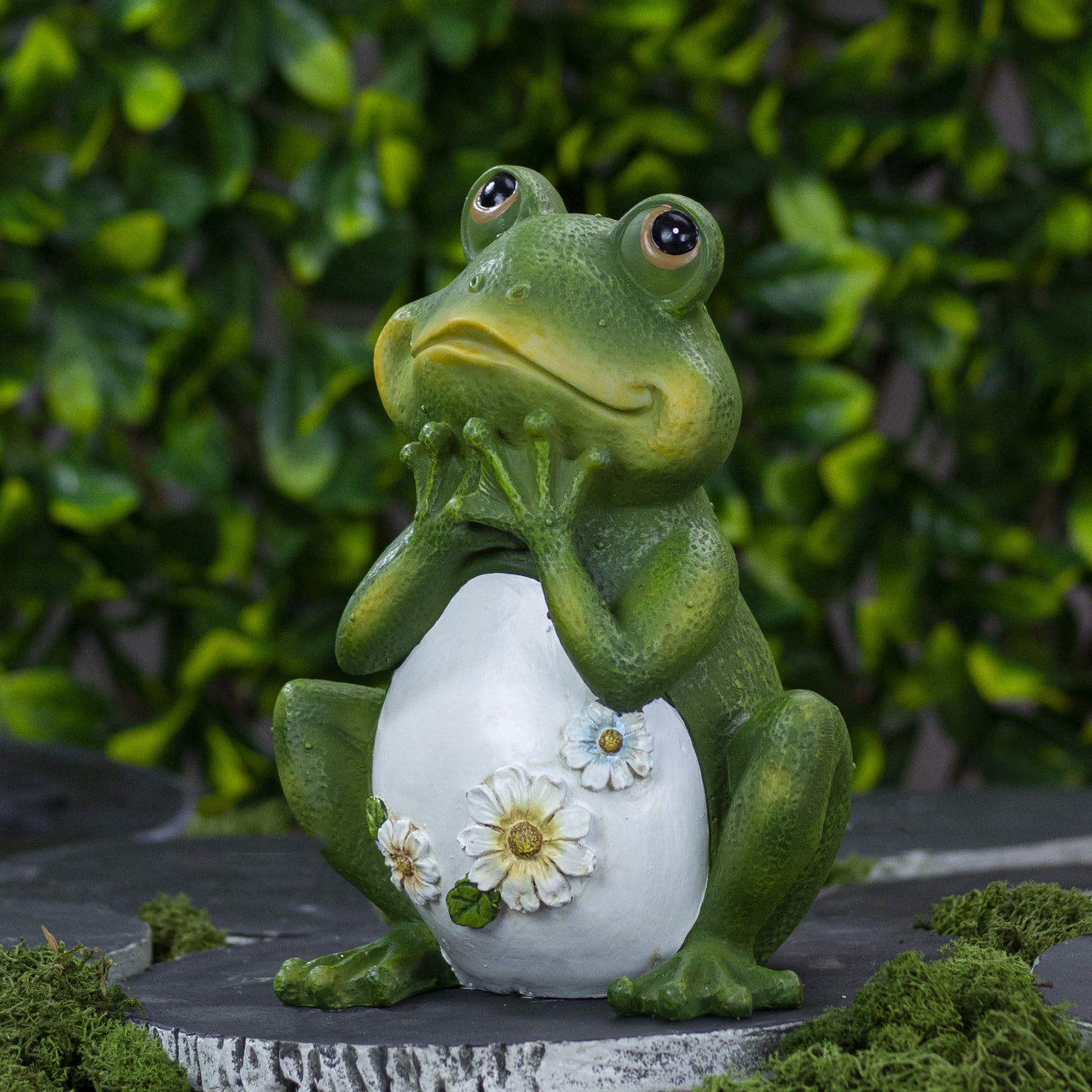 Roman Frog with Flowers on its Belly Outdoor Garden Statue