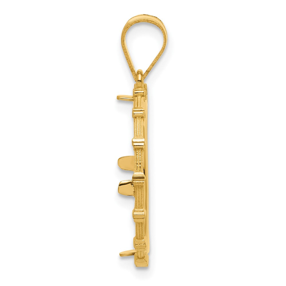 14k Polished Columns with 16.5mm Prong Coin Bezel Pendant