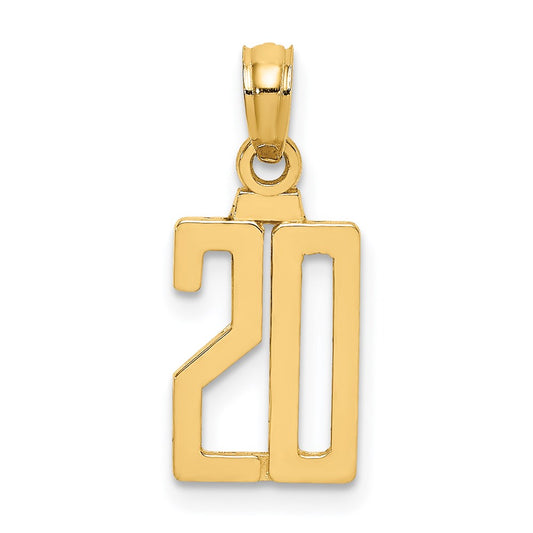 14k Polished Number 20 Pendant