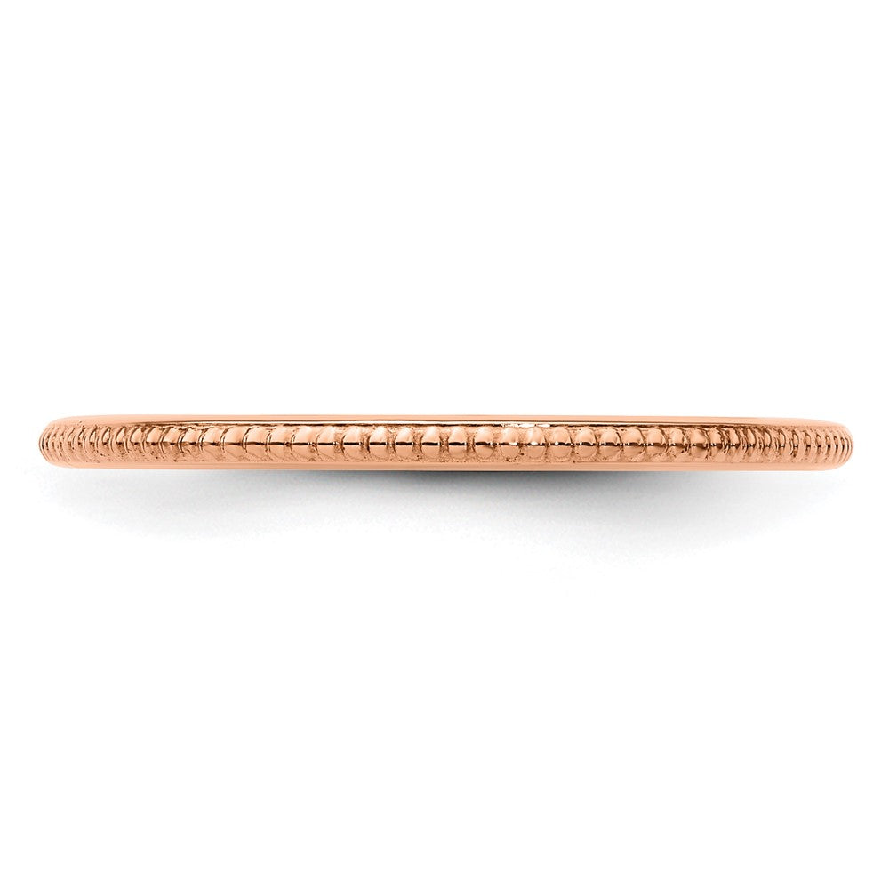 10K Rose Gold 1.2mm Beaded Stackable Band Size 7.5