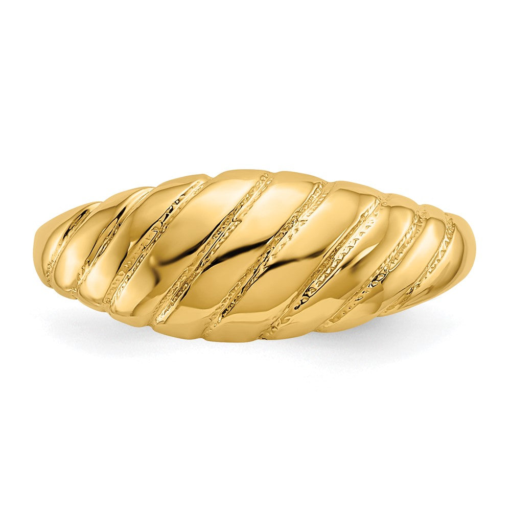14k Polished Scalloped Dome Ring Size 7
