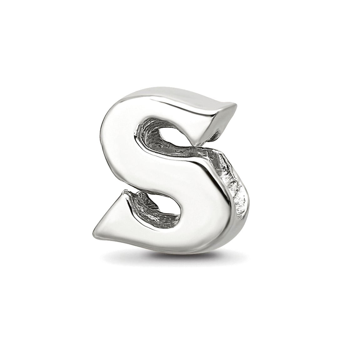 925 Sterling Silver Polished Reflections SimStars Letter Name Personalized Monogram Initial S Bead Charm 8.18x8.18mm Wid