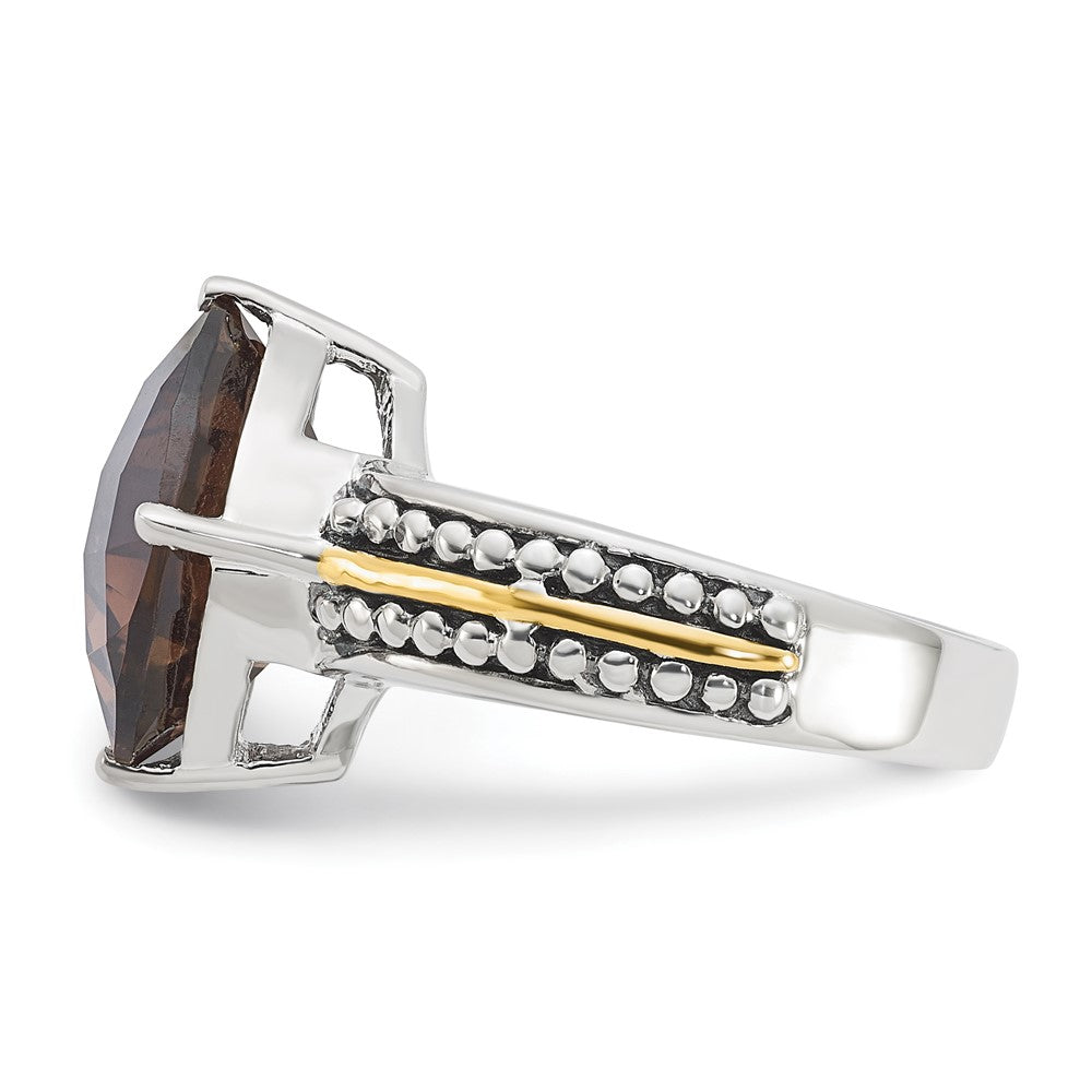Sterling Silver w/14k Accent Antiqued Smoky Quartz Ring
