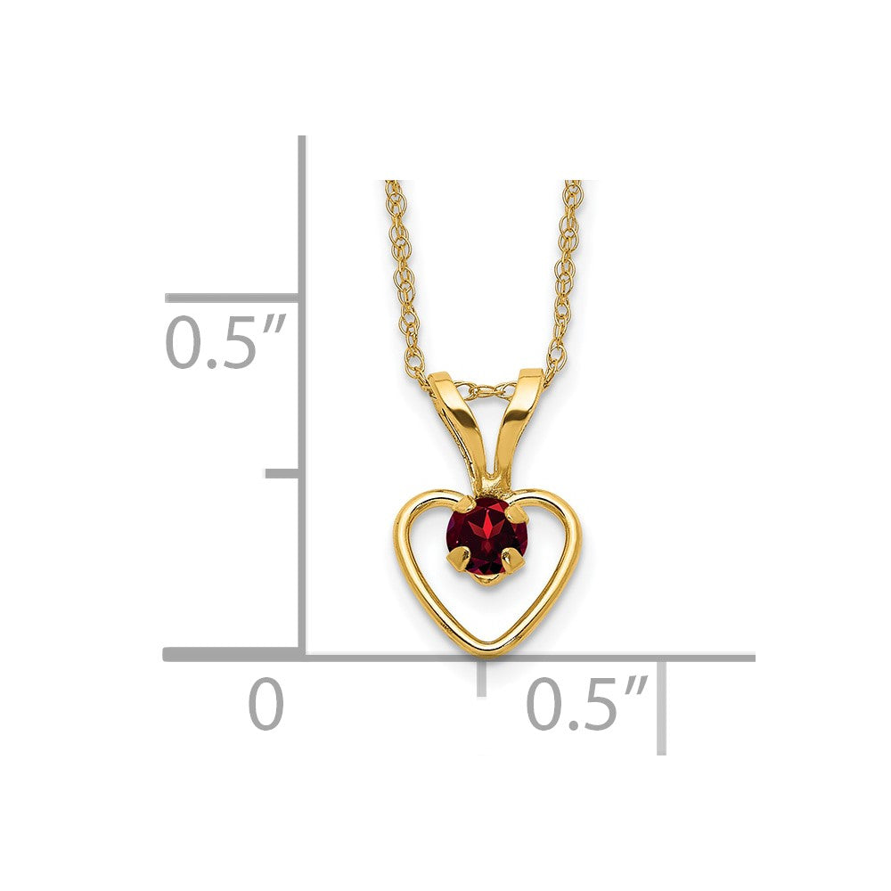 10k Madi K 3mm Garnet Heart Birthstone Necklace
