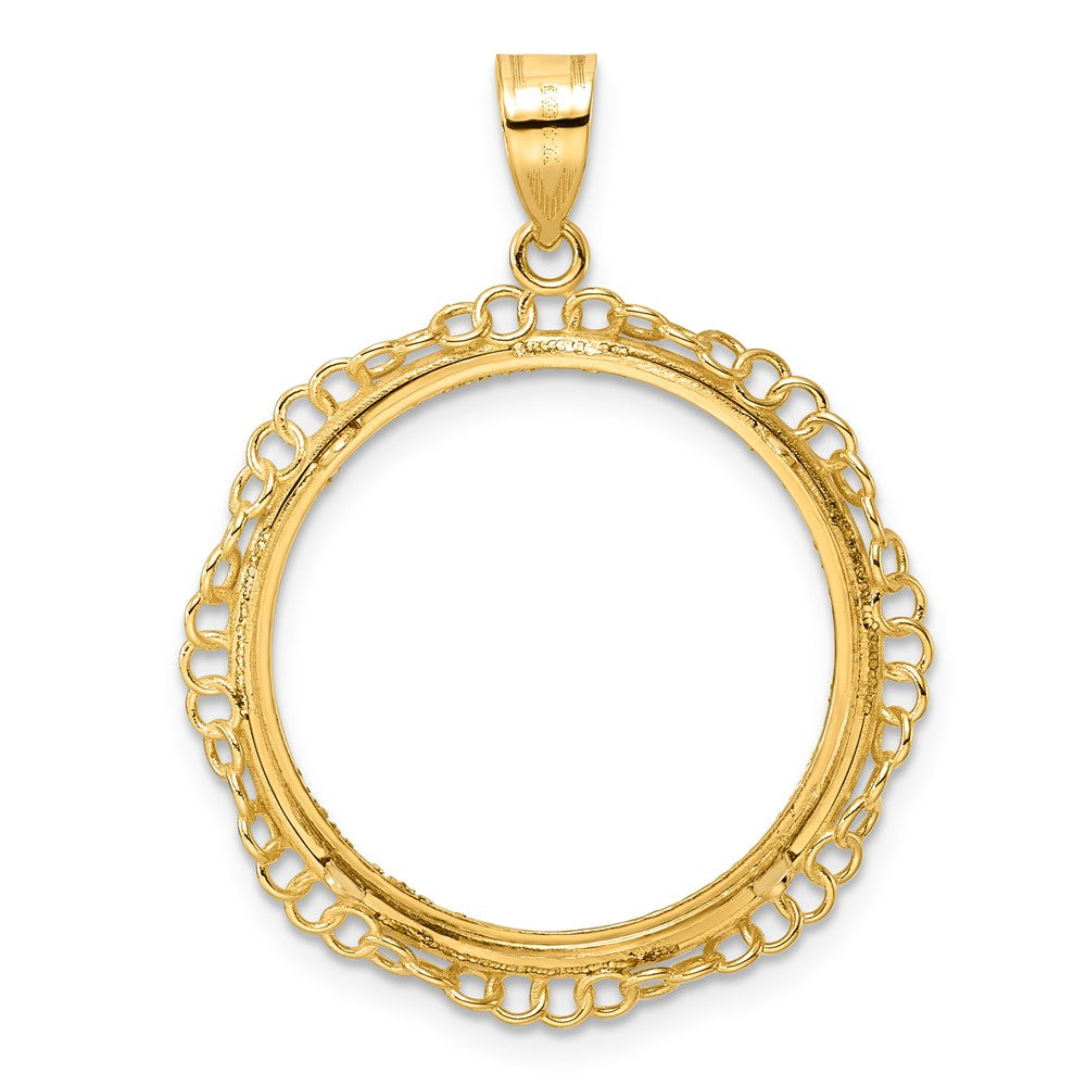 14k Diamond Cut Twisted Ring with 22.0mm Prong Coin Bezel Pendant