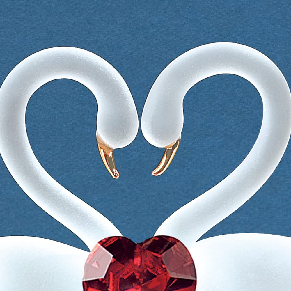 Swan Pair with Red Crystal Heart Handcrafted Glass Figurine QGL852