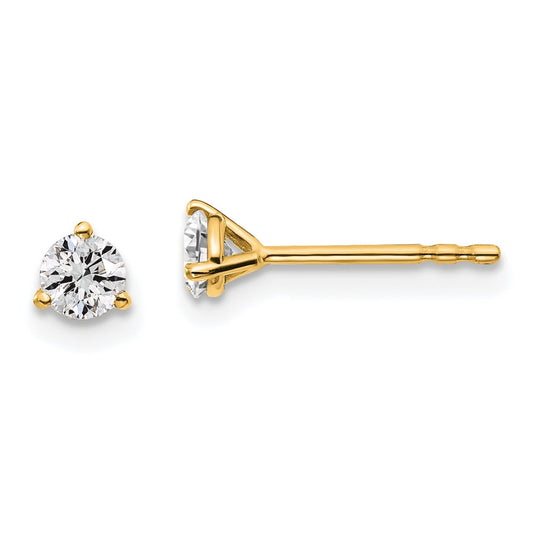14k Yellow Gold 1/3 ctw Lab Grown Diamond VS/SI+ G+ Round 3 Prong Heavy Wt. Stud Earrings