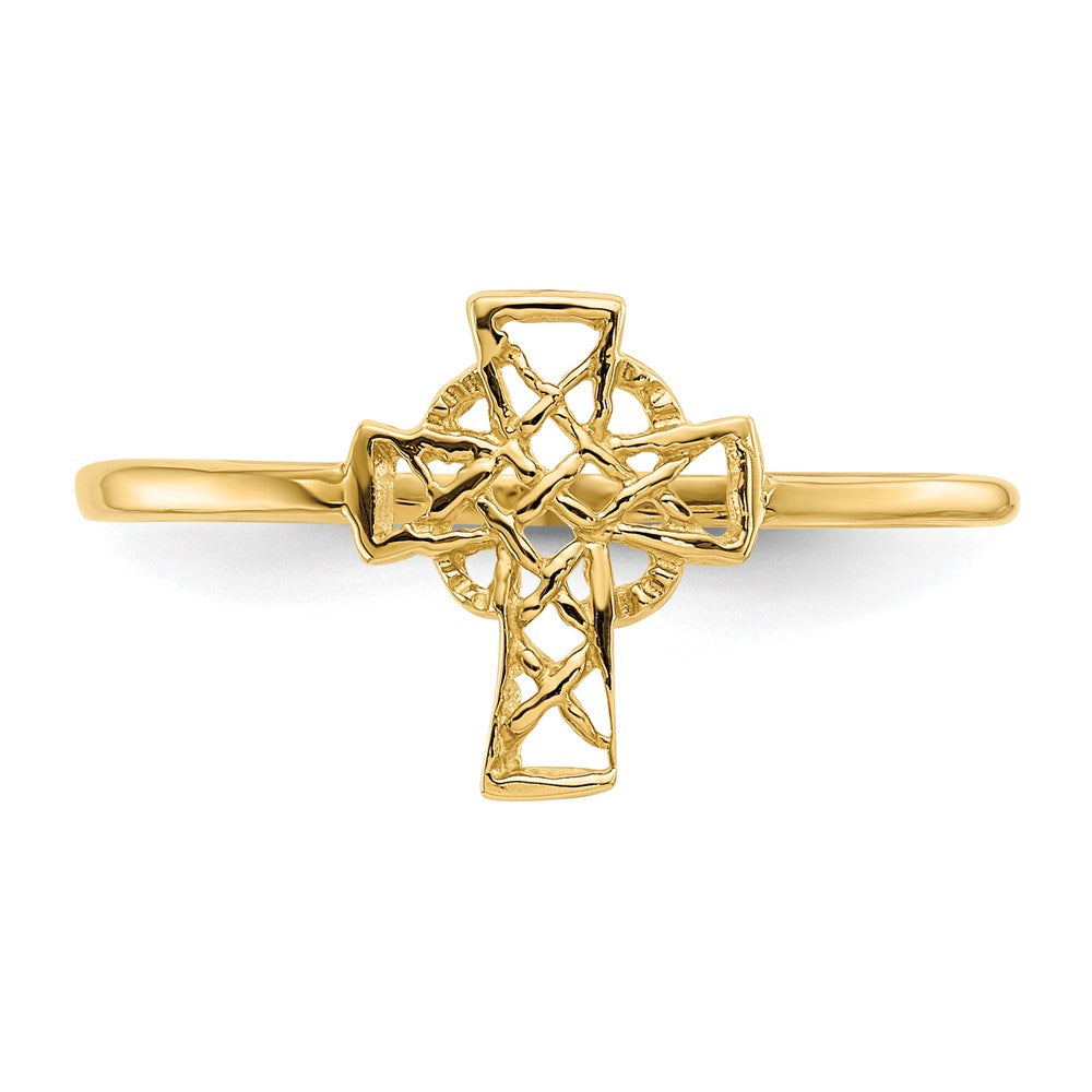 14k Polished Celtic Cross Ring Size 7