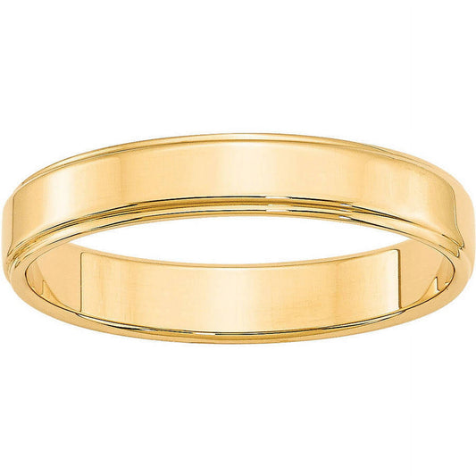 Primal Gold 14 Karat Yellow Gold 4mm Flat with Step Edge Band Size 4