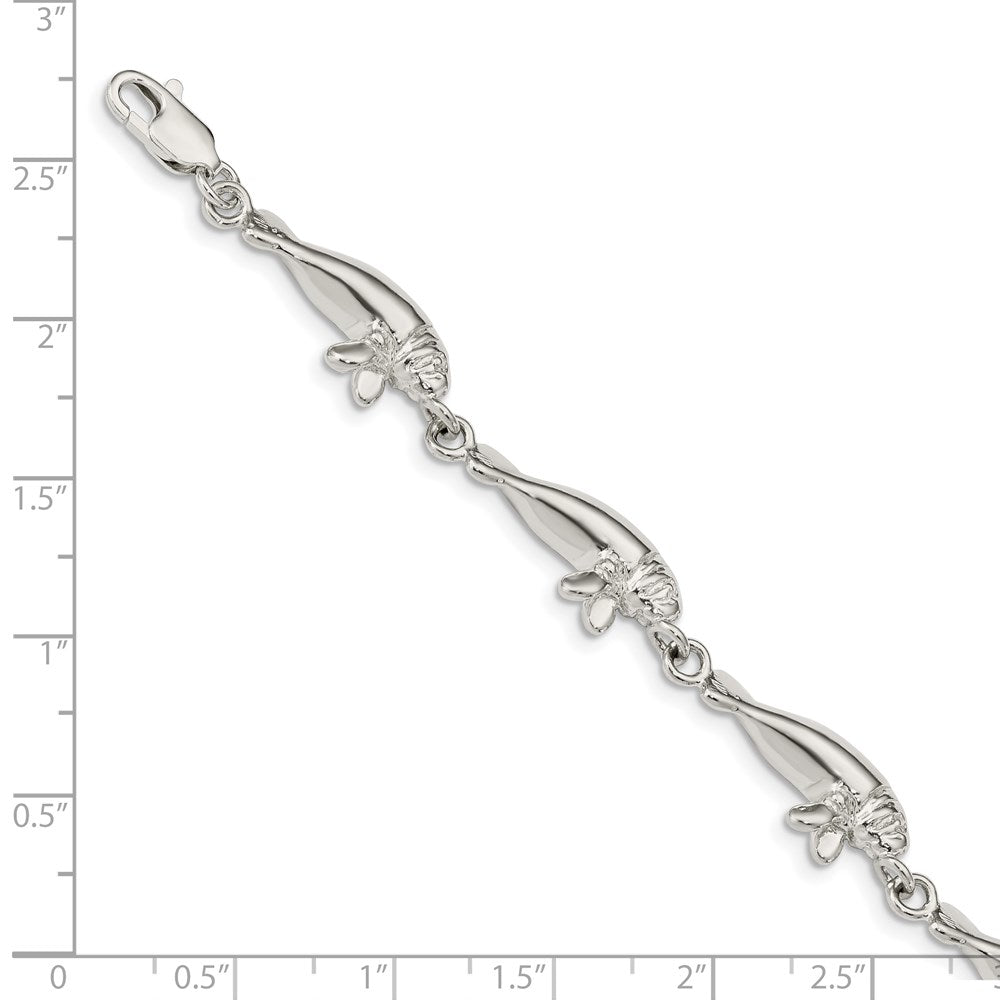 Sterling Silver Manatees Bracelet 7 inches