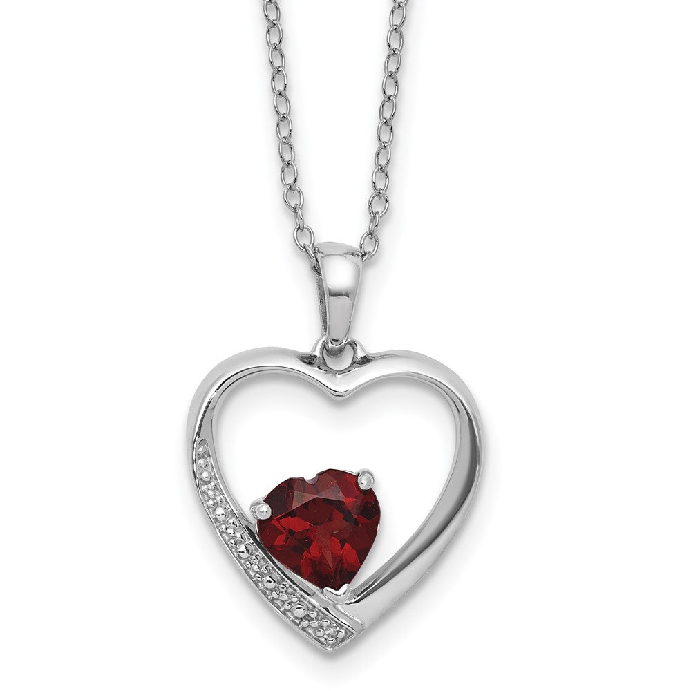 SS Garnet & Diamond Pend w/ Chain