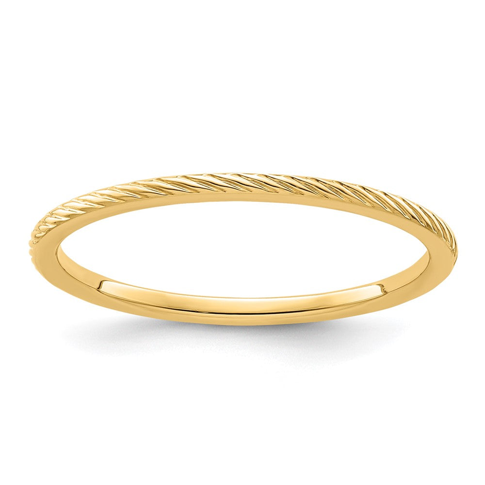 10K Yellow Gold 1.2mm Twisted Wire Pattern Stackable Band Size 7