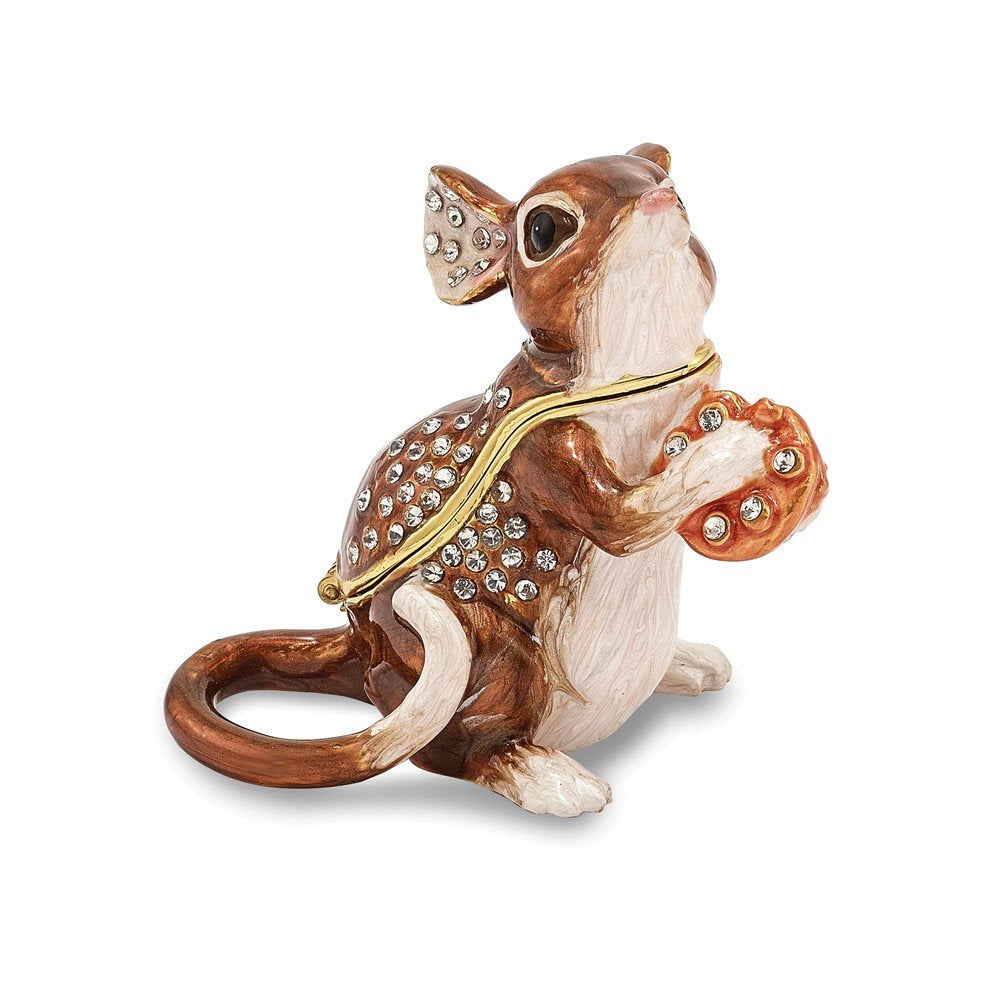 Jere Luxury Giftware Bejeweled SWEET WILLIAM Mouse & Cookie Pewter and Enamel Trinket Box and Matching Pendant Charm