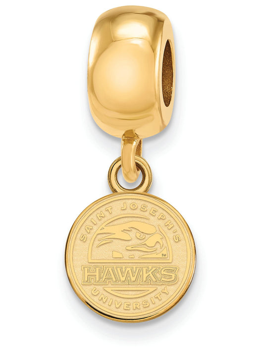 Sterling Silver Gold-plated LogoArt Saint Joseph's University Hawks Extra Small Dangle Bead Charm
