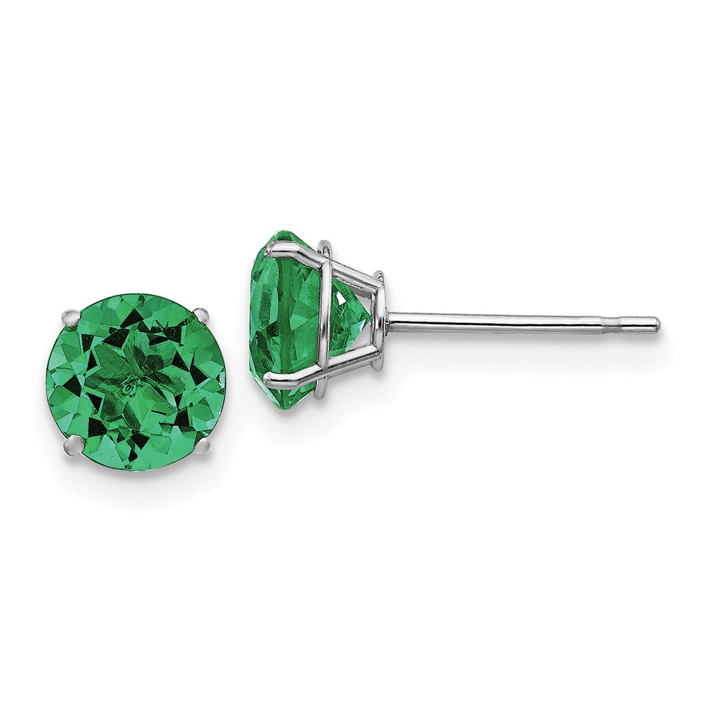 14kw Created Emerald Earrings