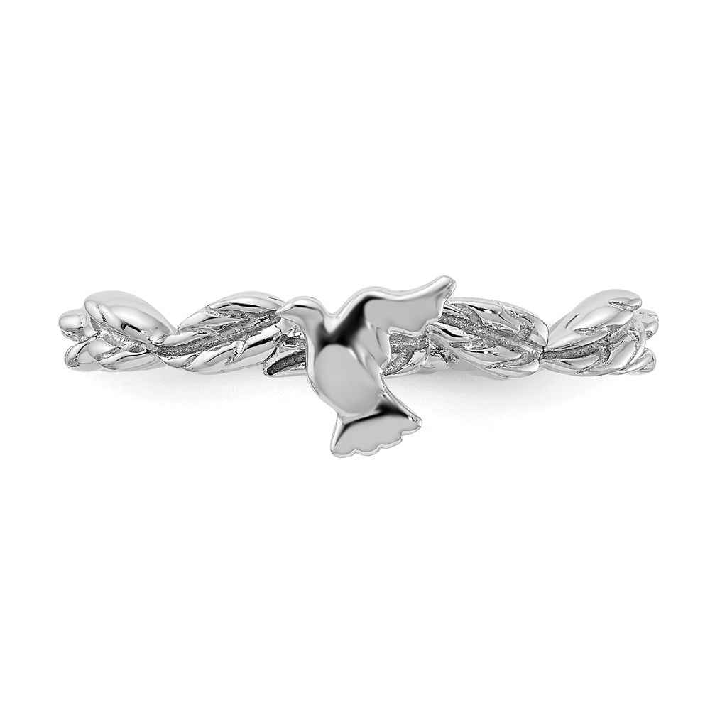 Sterling Silver Stackable Expressions Rhodium-plated Polished Dove Ring Size -7