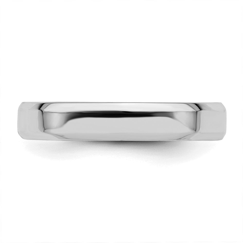 SS Rhodium-plated 4mm Bevel Edge Size 7 Band